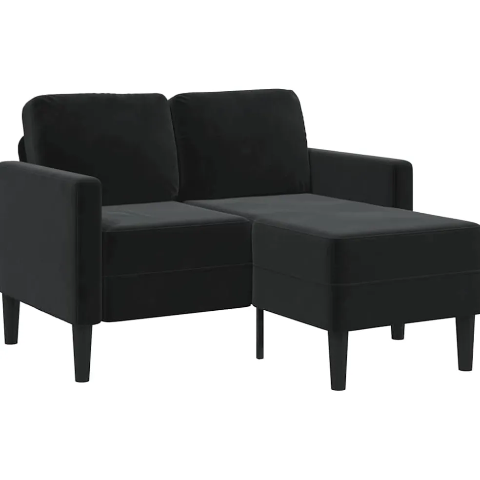 vidaXL Tweezitsbank met chaise longue L-vormig zwart 125 cm fluweel