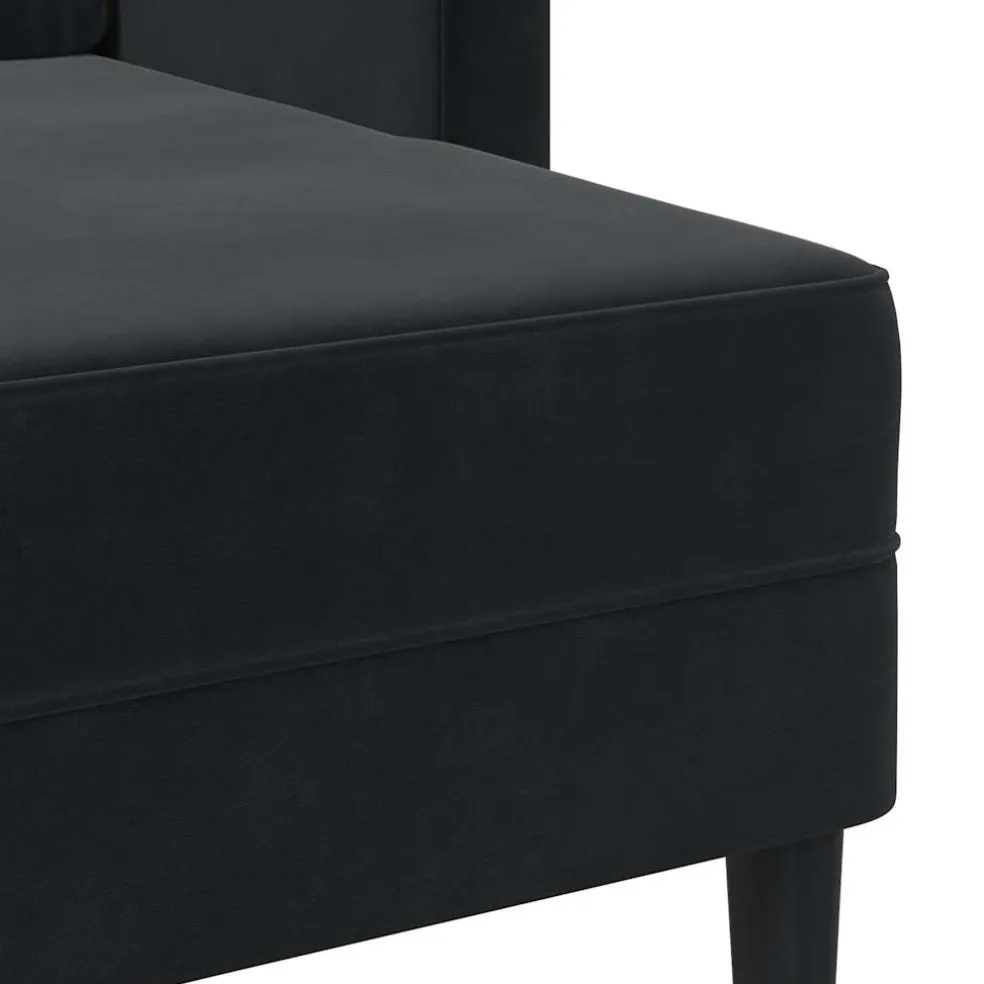 vidaXL Tweezitsbank met chaise longue L-vormig zwart 125 cm fluweel