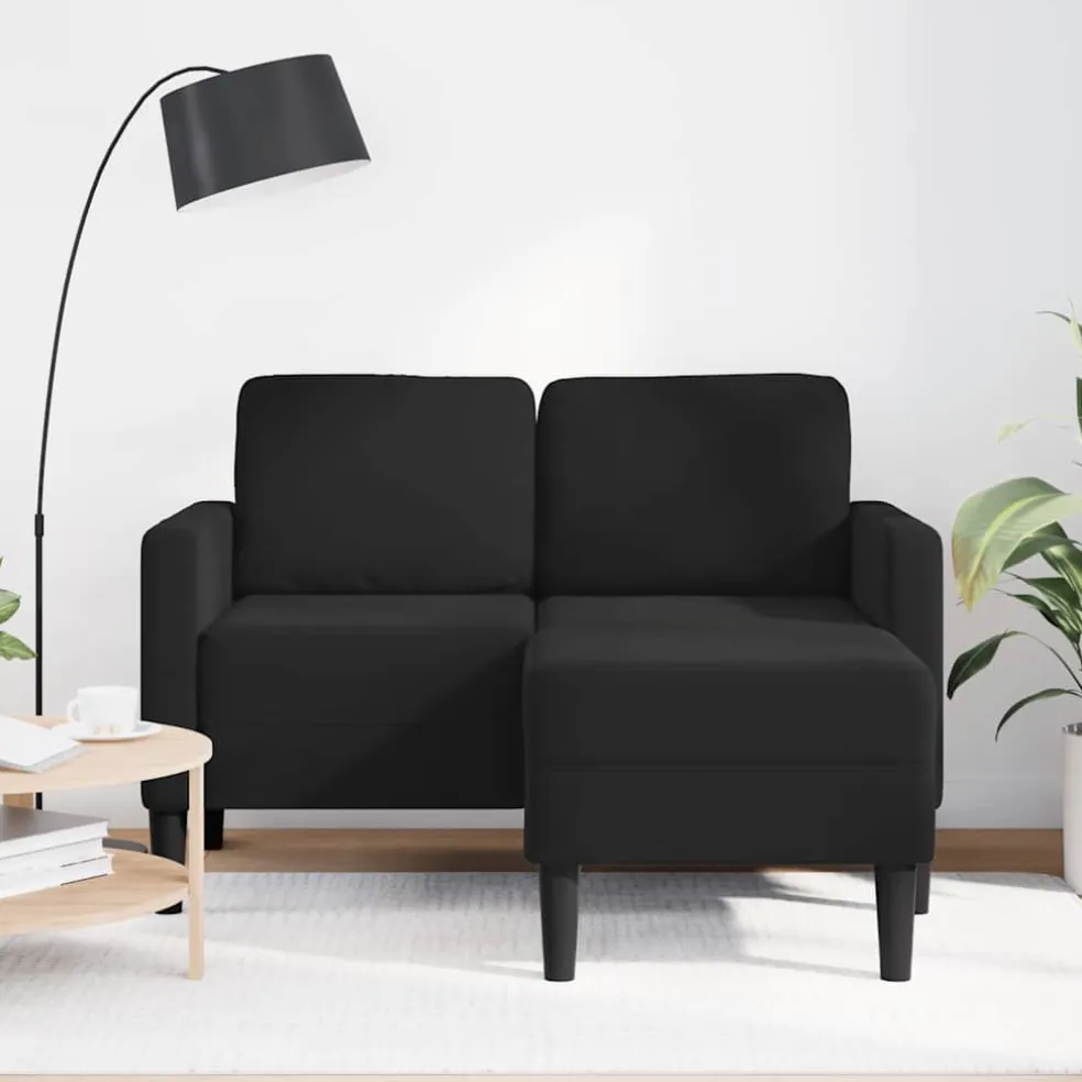 vidaXL Tweezitsbank met chaise longue L-vormig zwart 125 cm fluweel