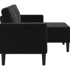 vidaXL Tweezitsbank met chaise longue L-vormig zwart 125 cm fluweel