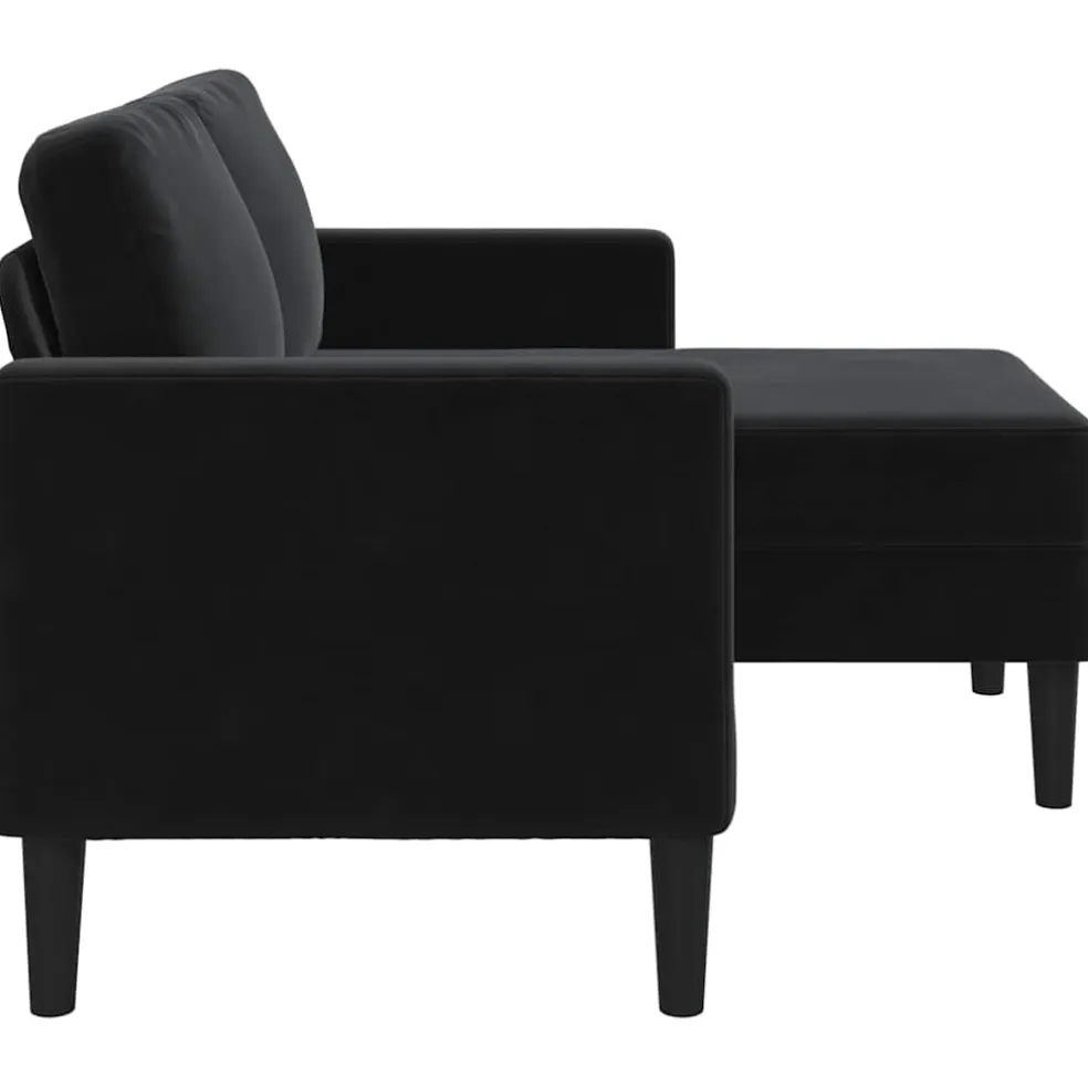 vidaXL Tweezitsbank met chaise longue L-vormig zwart 125 cm fluweel