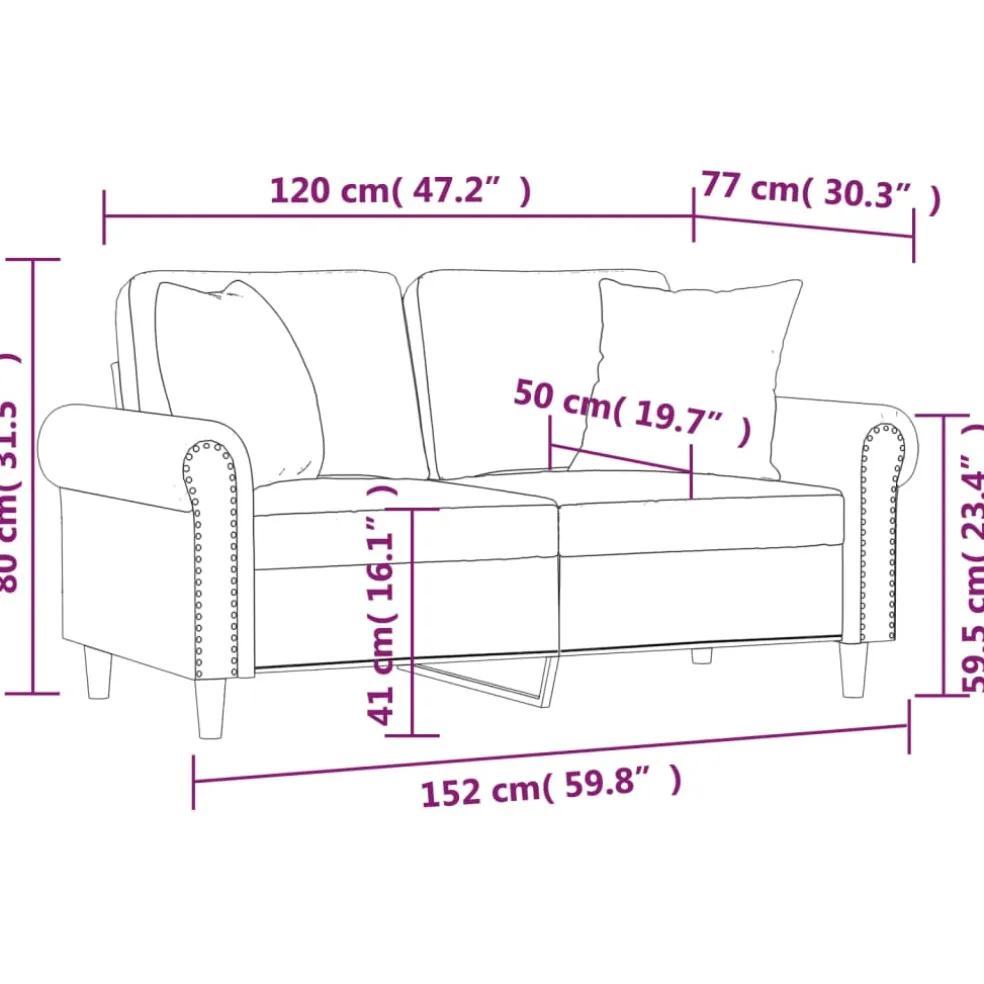 vidaXL Tweezitsbank met sierkussens 120 cm fluweel roze