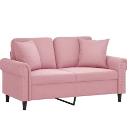 vidaXL Tweezitsbank met sierkussens 120 cm fluweel roze