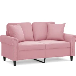 vidaXL Tweezitsbank met sierkussens 120 cm fluweel roze
