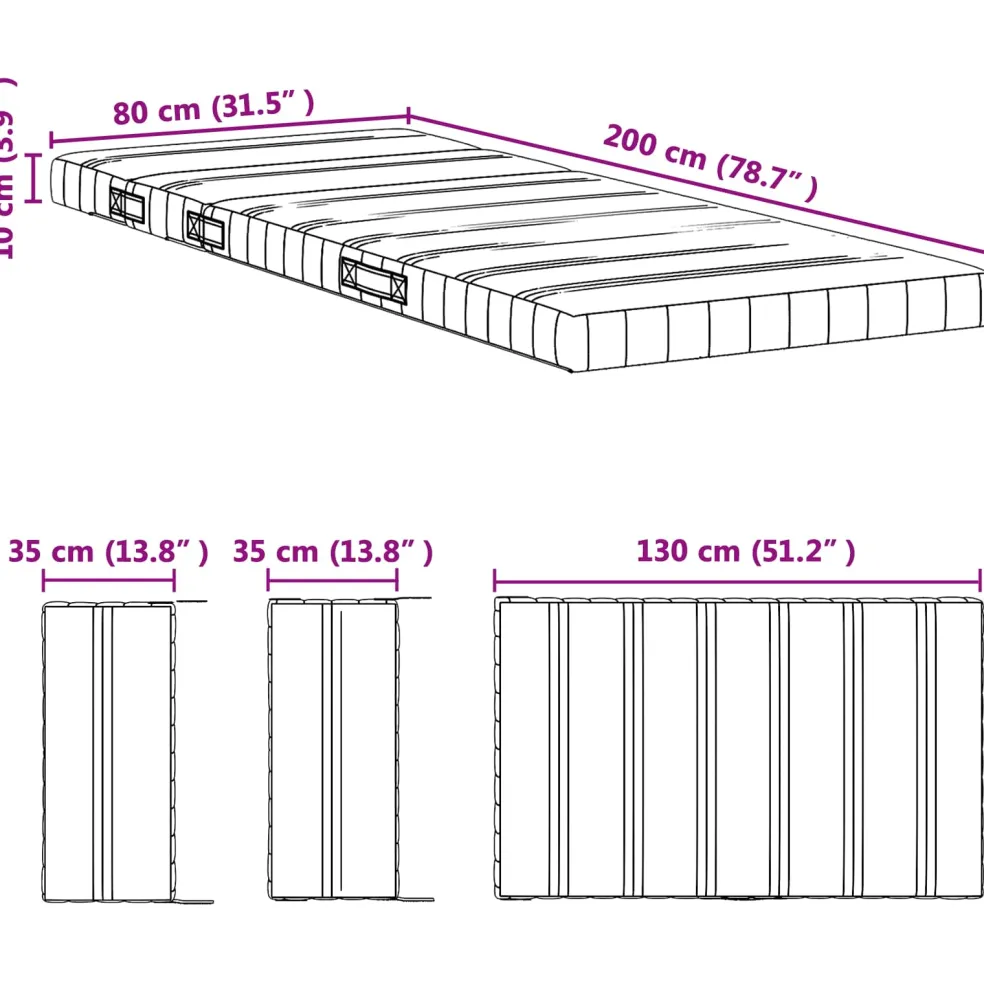 vidaXL Uitschuifbaar Schuimmatras 80 x 200 cm Wit