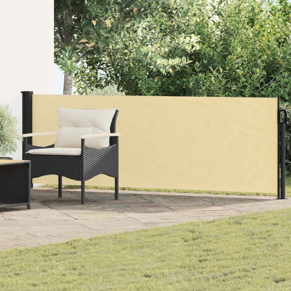 vidaXL Uittrekbaar Zijscherm 300 x 100 cm Polyester Rechthoekig Zand