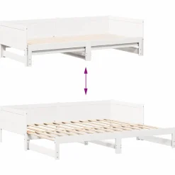 vidaXL Uittrekbare Dagbed Wit 203,5 x 184 x 56,5 cm Massief Vurenhout