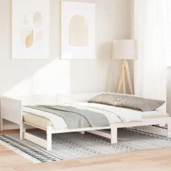 vidaXL Uittrekbare Dagbed Wit 203,5 x 184 x 56,5 cm Massief Vurenhout