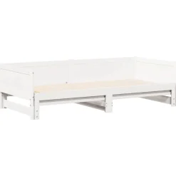 vidaXL Uittrekbare Dagbed Wit 203,5 x 184 x 56,5 cm Massief Vurenhout