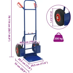 vidaXL Uittrekbare handkar Blauw en Rood 49,5 x 53 x 114 cm Staal