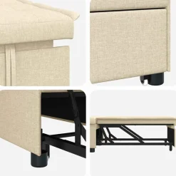vidaXL Uittrekbare Slaapbank Crème 194 x 50 x 82 cm Stof