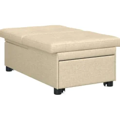 vidaXL Uittrekbare Slaapbank Crème 194 x 50 x 82 cm Stof