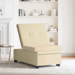 vidaXL Uittrekbare Slaapbank Crème 194 x 50 x 82 cm Stof