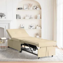 vidaXL Uittrekbare Slaapbank Crème 194 x 50 x 82 cm Stof
