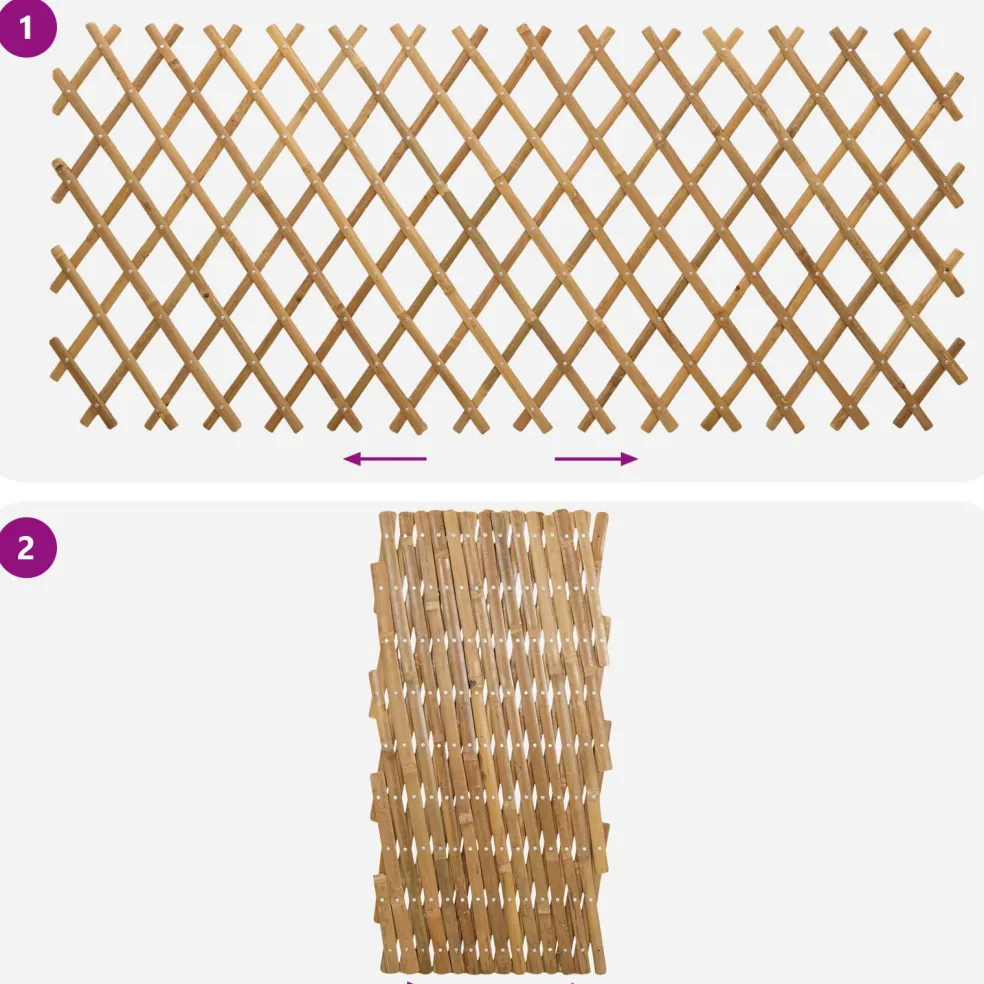 vidaXL Uitvouwbare Trellis Fence 2 st 100 x 105 cm Bamboe Licht Bruin
