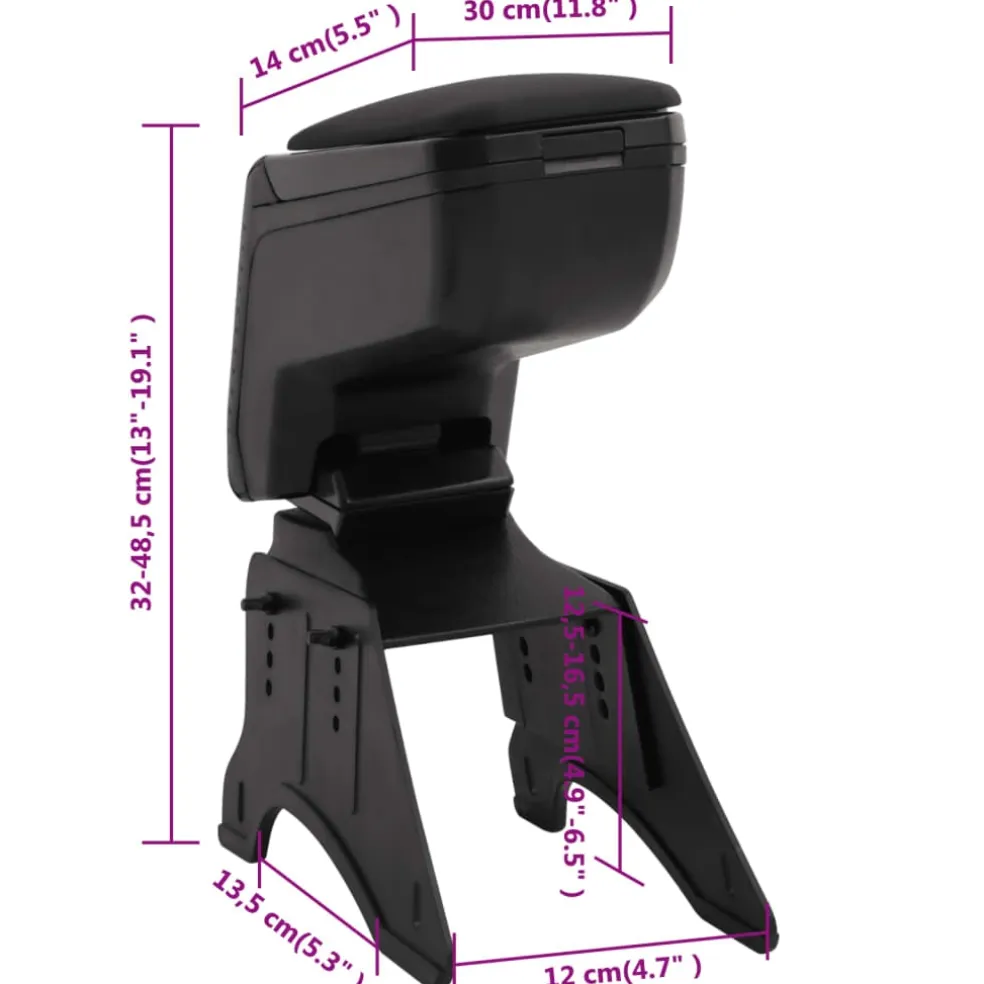 vidaXL Universele auto-armsteun 14x30x(32-48,5) cm ABS zwart