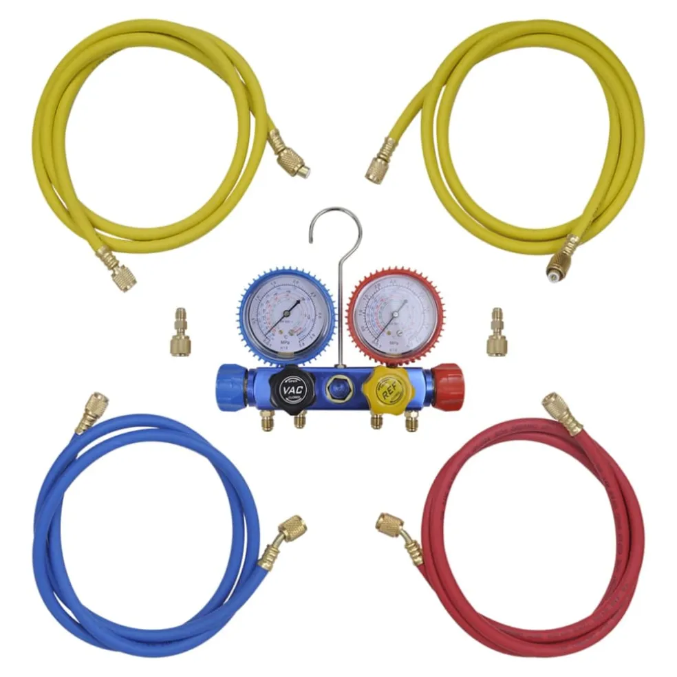 vidaXL Vacuümpomp 1-traps met 4-voudige manometerset