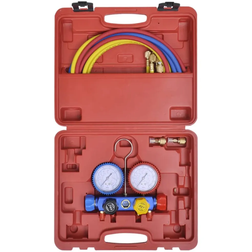 vidaXL Vacuümpomp 1-traps met 4-voudige manometerset