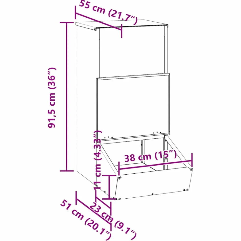vidaXL Varkensvoeder Zwart 55 x 38 x 76 cm 20 kg Koudgewalst Staal