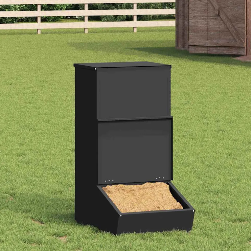 vidaXL Varkensvoeder Zwart 55 x 38 x 76 cm 20 kg Koudgewalst Staal