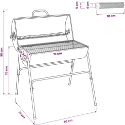 vidaXL Vaten Grill met 2 Kookroosters 3 st 80 x 73 x 90 cm Metaal