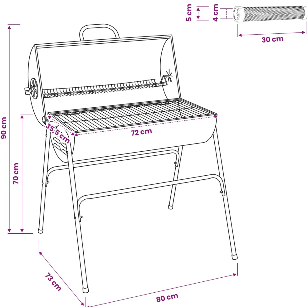 vidaXL Vaten Grill met 2 Kookroosters 3 st 80 x 73 x 90 cm Metaal