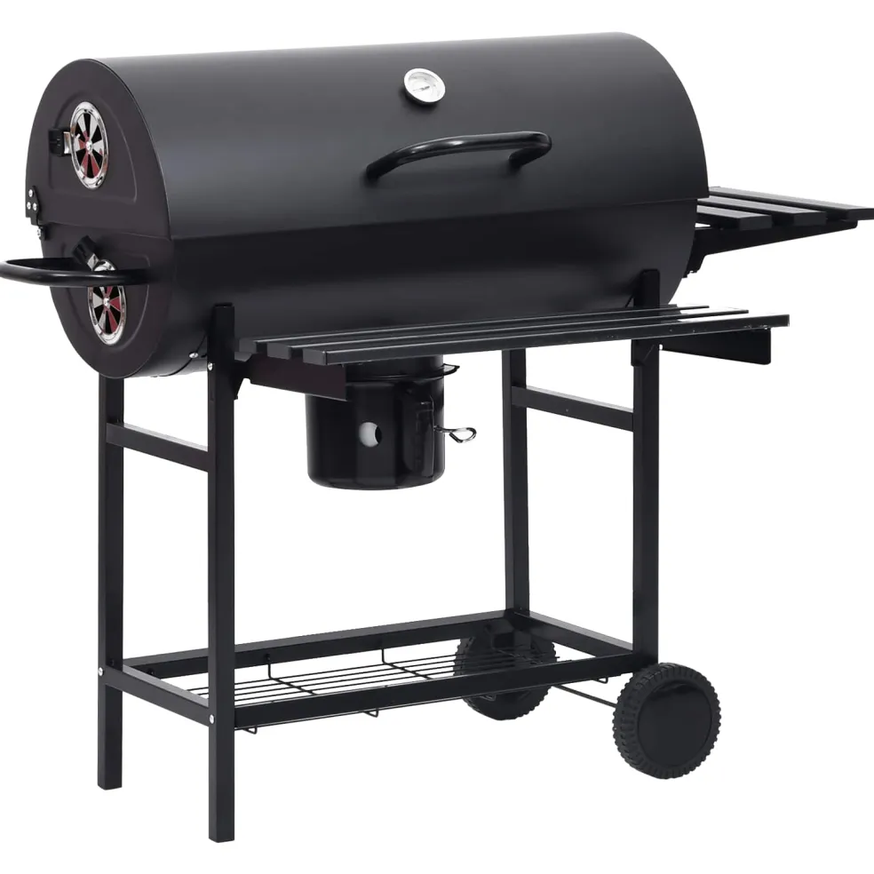 vidaXL Vaten Grill met Wielen en Planken 3 st 115 x 85 x 95 cm Metaal