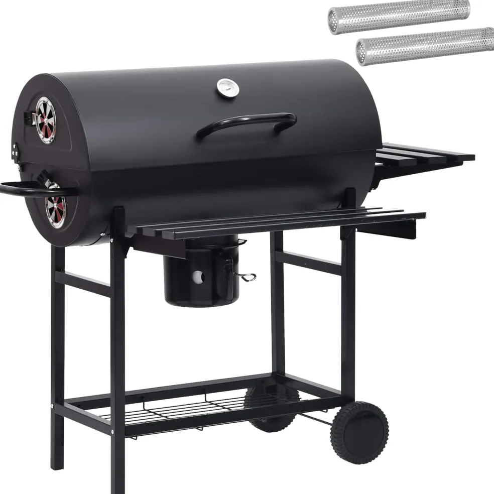 vidaXL Vaten Grill met Wielen en Planken 3 st 115 x 85 x 95 cm Metaal