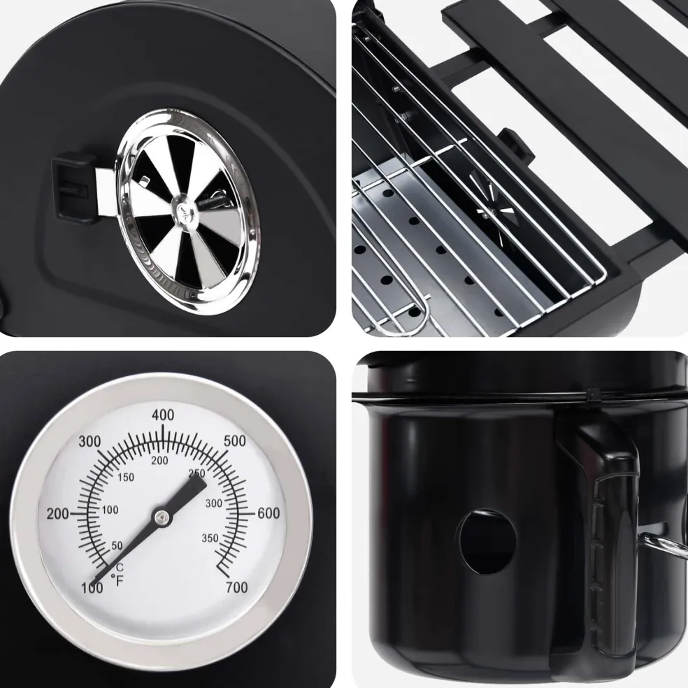 vidaXL Vaten Grill met Wielen en Planken 3 st 115 x 85 x 95 cm Metaal