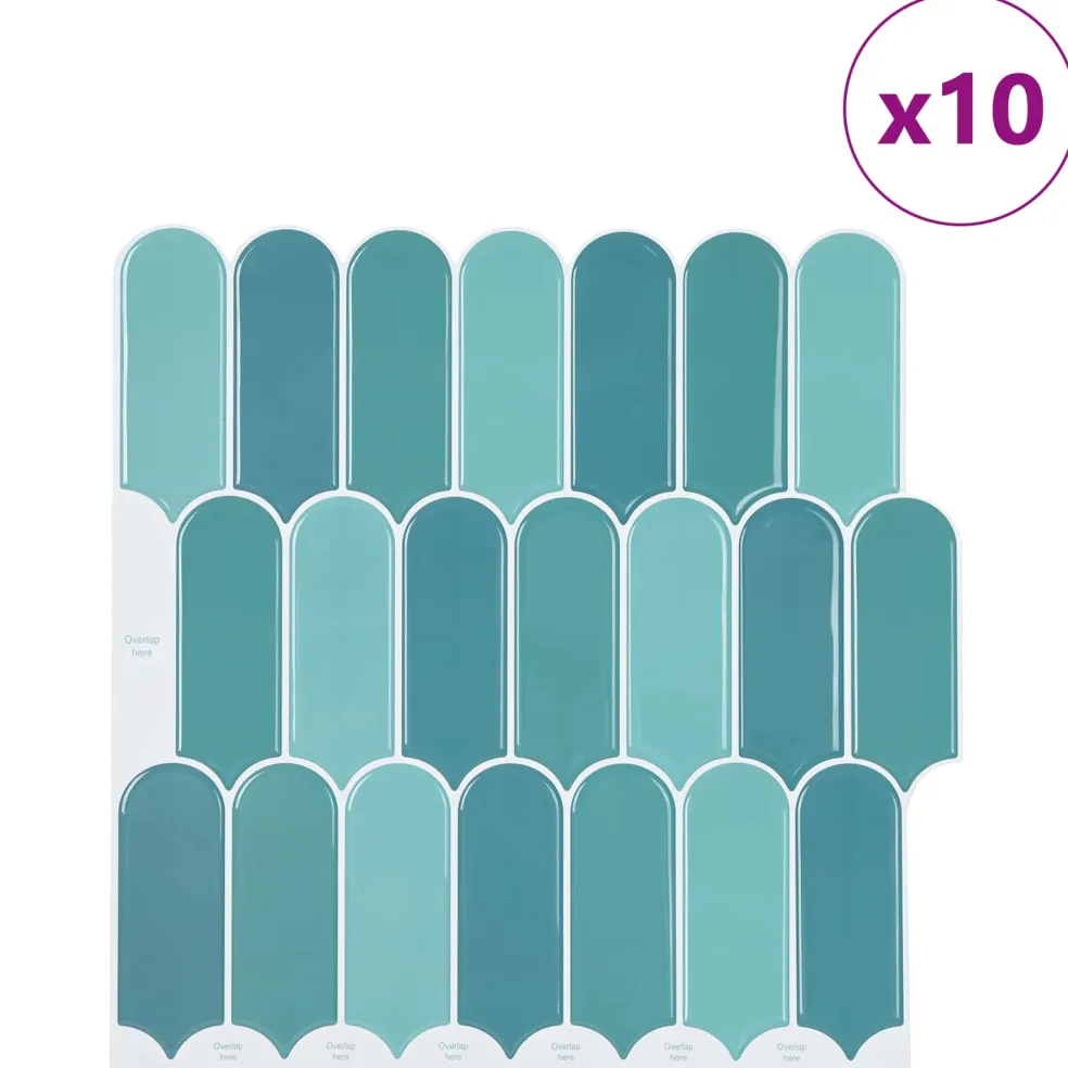 vidaXL Veer Tegel 10 st Blauw 30 x 30 cm Polyurethaan en PET