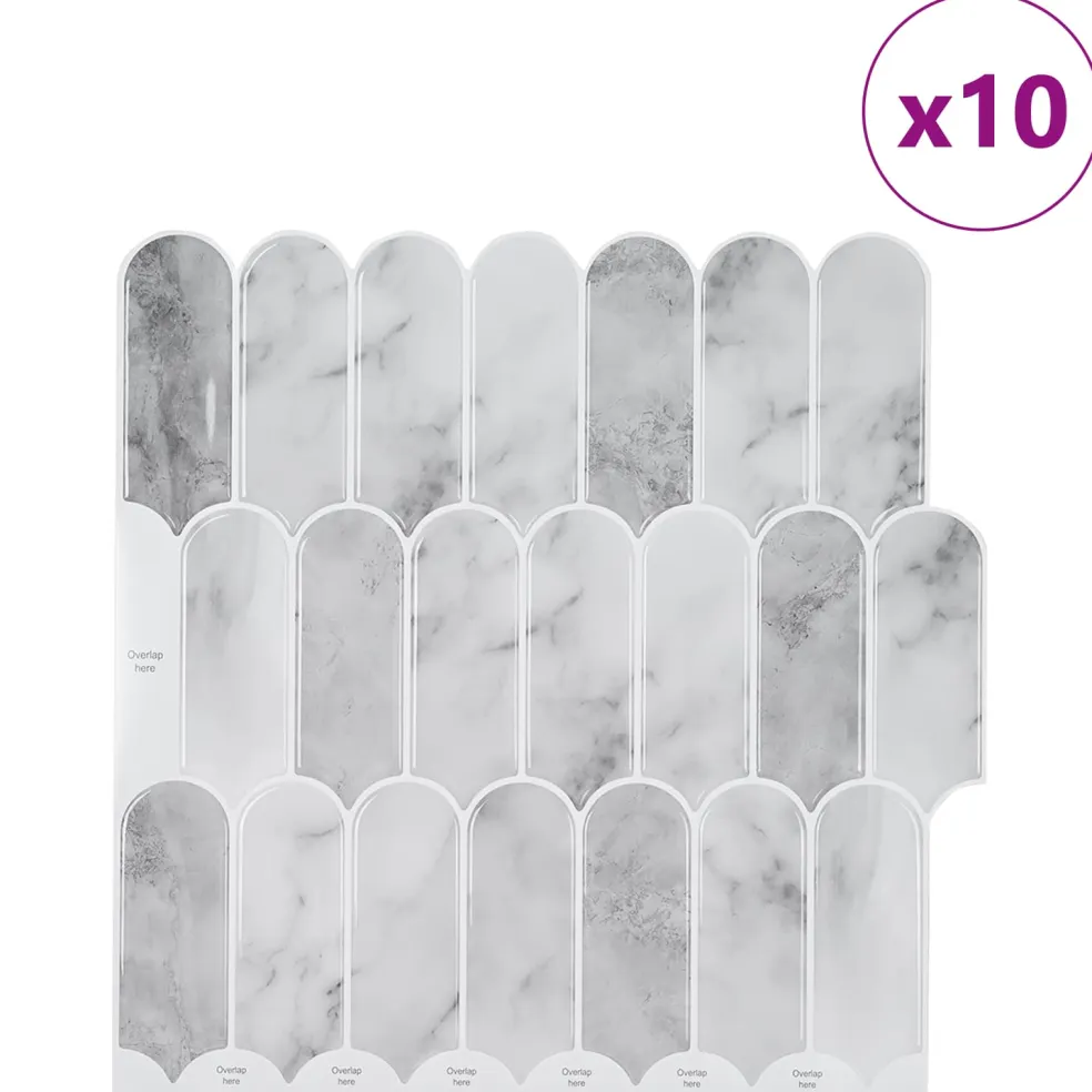 vidaXL Veer Tegel 10 st Grijs Marmer 30 x 30 cm Polyurethaan en PET