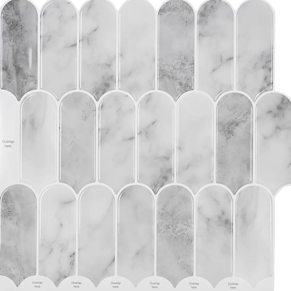 vidaXL Veer Tegel 10 st Grijs Marmer 30 x 30 cm Polyurethaan en PET