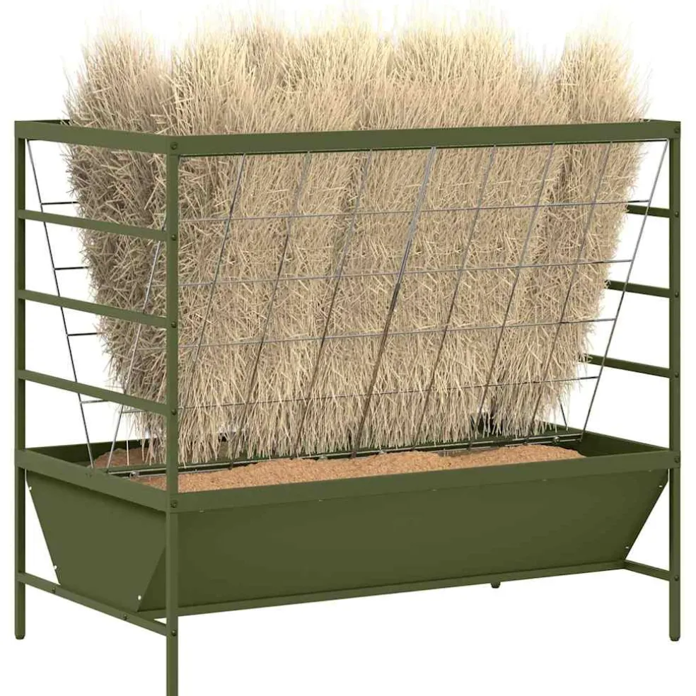 vidaXL Vee voeder Olijfgroen 100 x 60 x 90 cm 15 kg Koudgewalst Staal