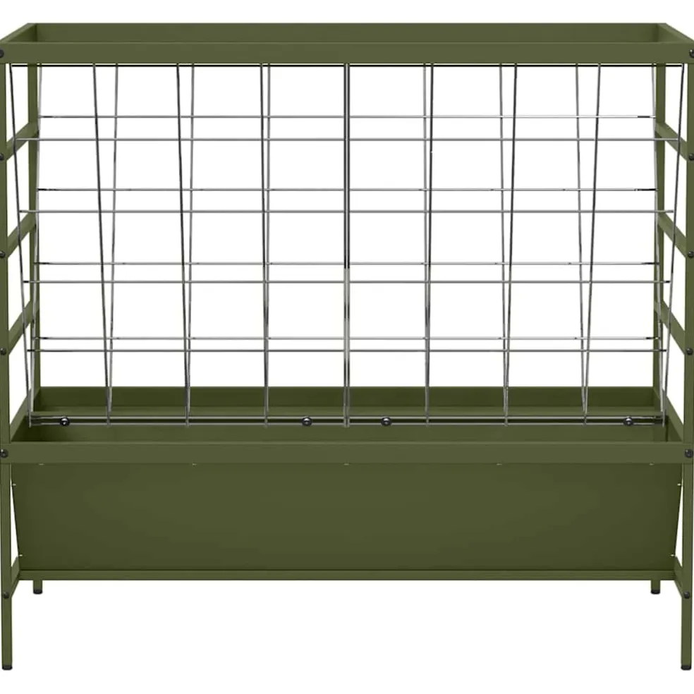 vidaXL Vee voeder Olijfgroen 100 x 60 x 90 cm 15 kg Koudgewalst Staal