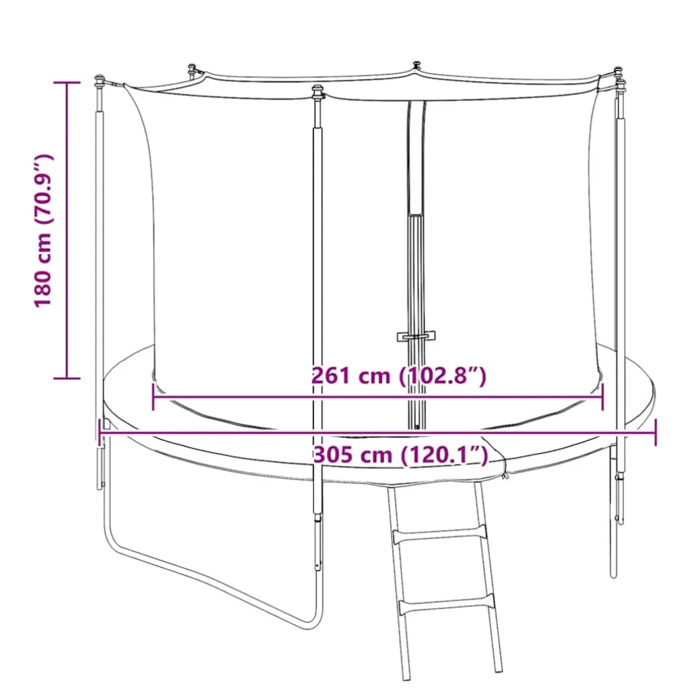vidaXL Veiligheidsnet voor 3,05 m ronde trampoline
