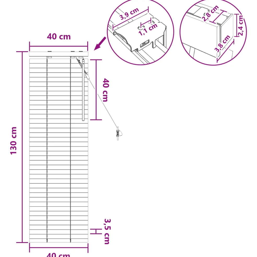 vidaXL Venetiaanse jaloezie Donkerbruin 40 x 130 cm 35 mm