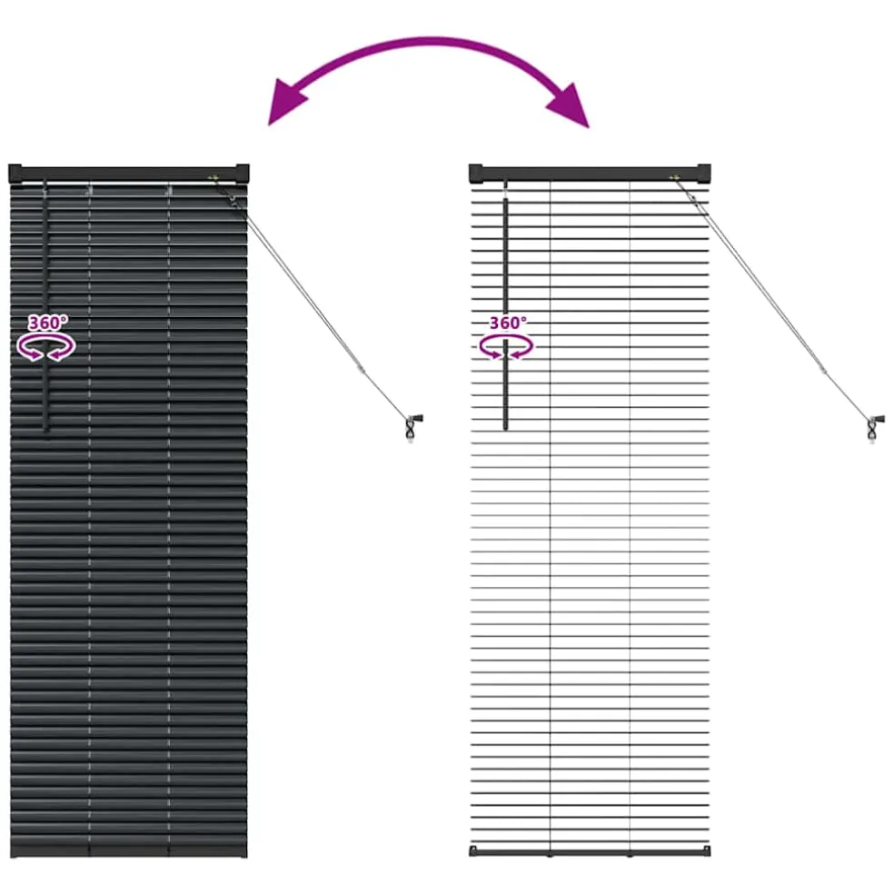 vidaXL Venetiaanse jaloezie Zwart 130 x 45 cm 25 mm Aluminium