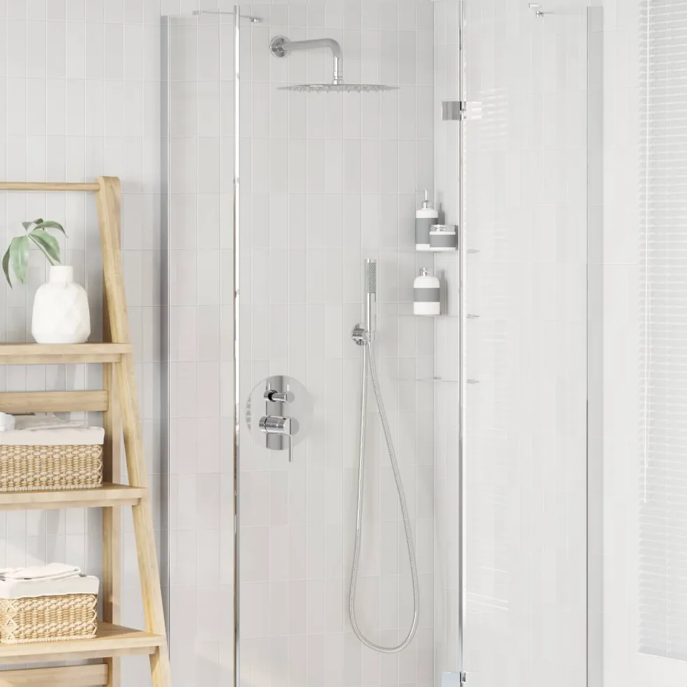 vidaXL Verborgen Douche Systeem (Rond) zilver RVS 201