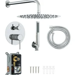 vidaXL Verborgen Douche Systeem (Rond) zilver RVS 201