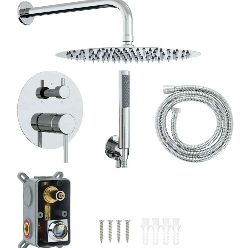 vidaXL Verborgen Douche Systeem (Rond) zilver RVS 201