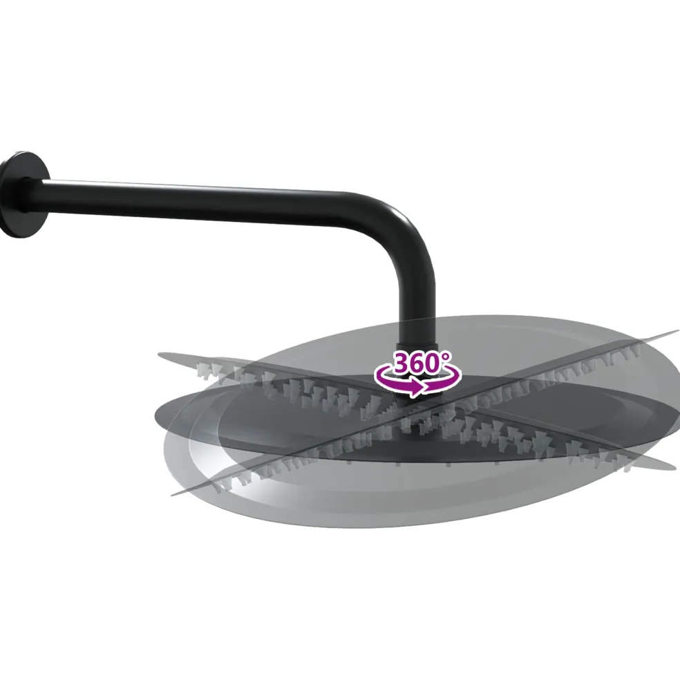 vidaXL Verborgen Douche Systeem (Rond) Zwart RVS 201