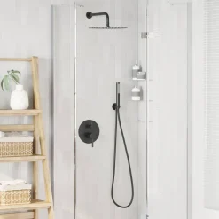vidaXL Verborgen Douche Systeem (Rond) Zwart RVS 201