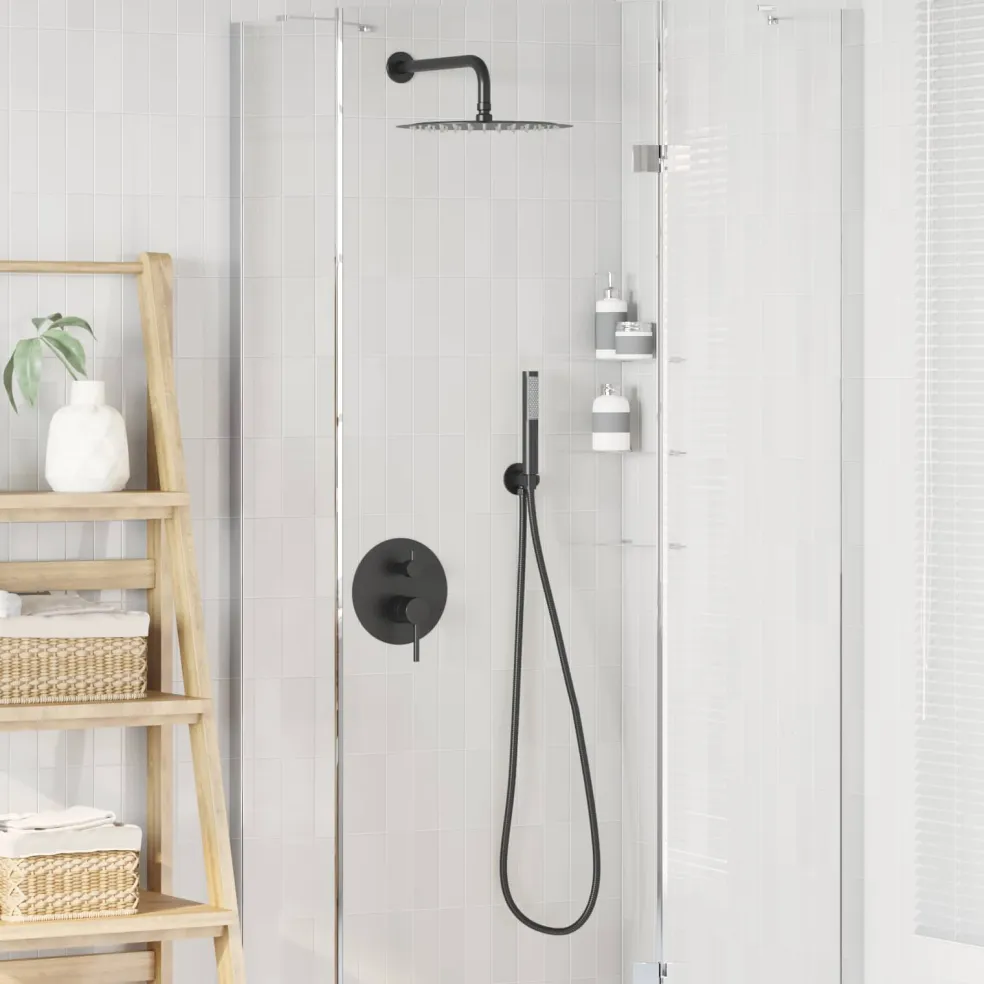 vidaXL Verborgen Douche Systeem (Rond) Zwart RVS 201