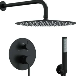 vidaXL Verborgen Douche Systeem (Rond) Zwart RVS 201