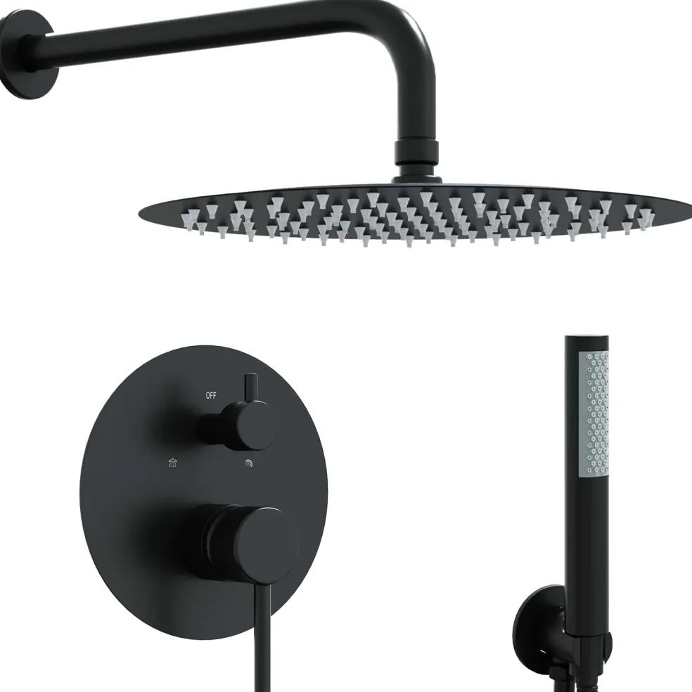 vidaXL Verborgen Douche Systeem (Rond) Zwart RVS 201