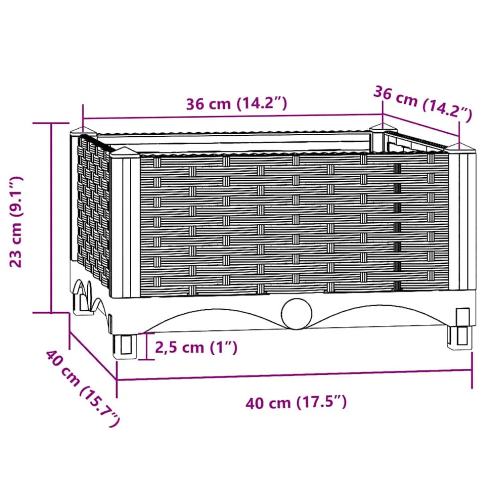 vidaXL Verhoogde plantenbakken Bruin 40 x 40 x 23 cm PP