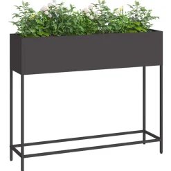 vidaXL Verhoogde Tuin Plantbak Zwart 100 x 26 x 82 cm Staal