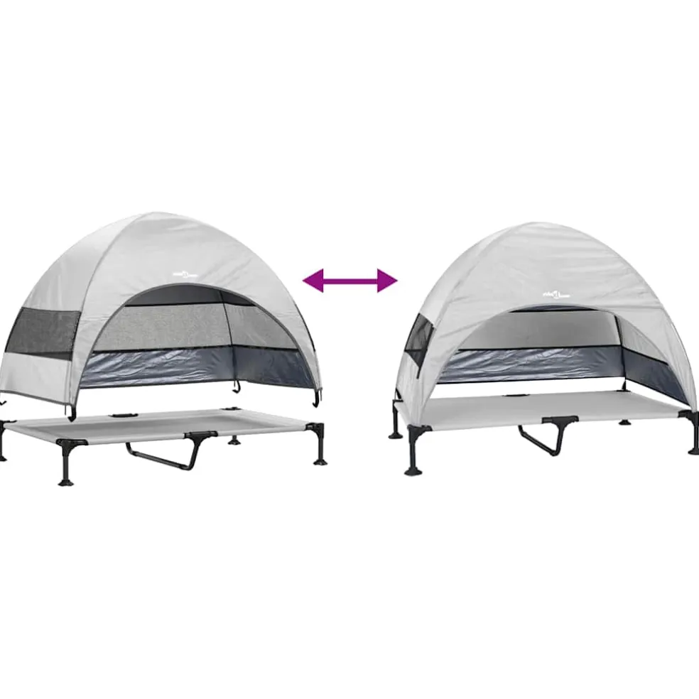 vidaXL Verhoogd Hondenbed 127 x 81 x 108 cm Stof en Staal Zilvergrijs