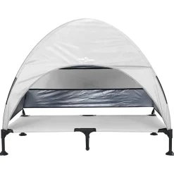 vidaXL Verhoogd Hondenbed 127 x 81 x 108 cm Stof en Staal Zilvergrijs