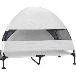 vidaXL Verhoogd Hondenbed 127 x 81 x 108 cm Stof en Staal Zilvergrijs